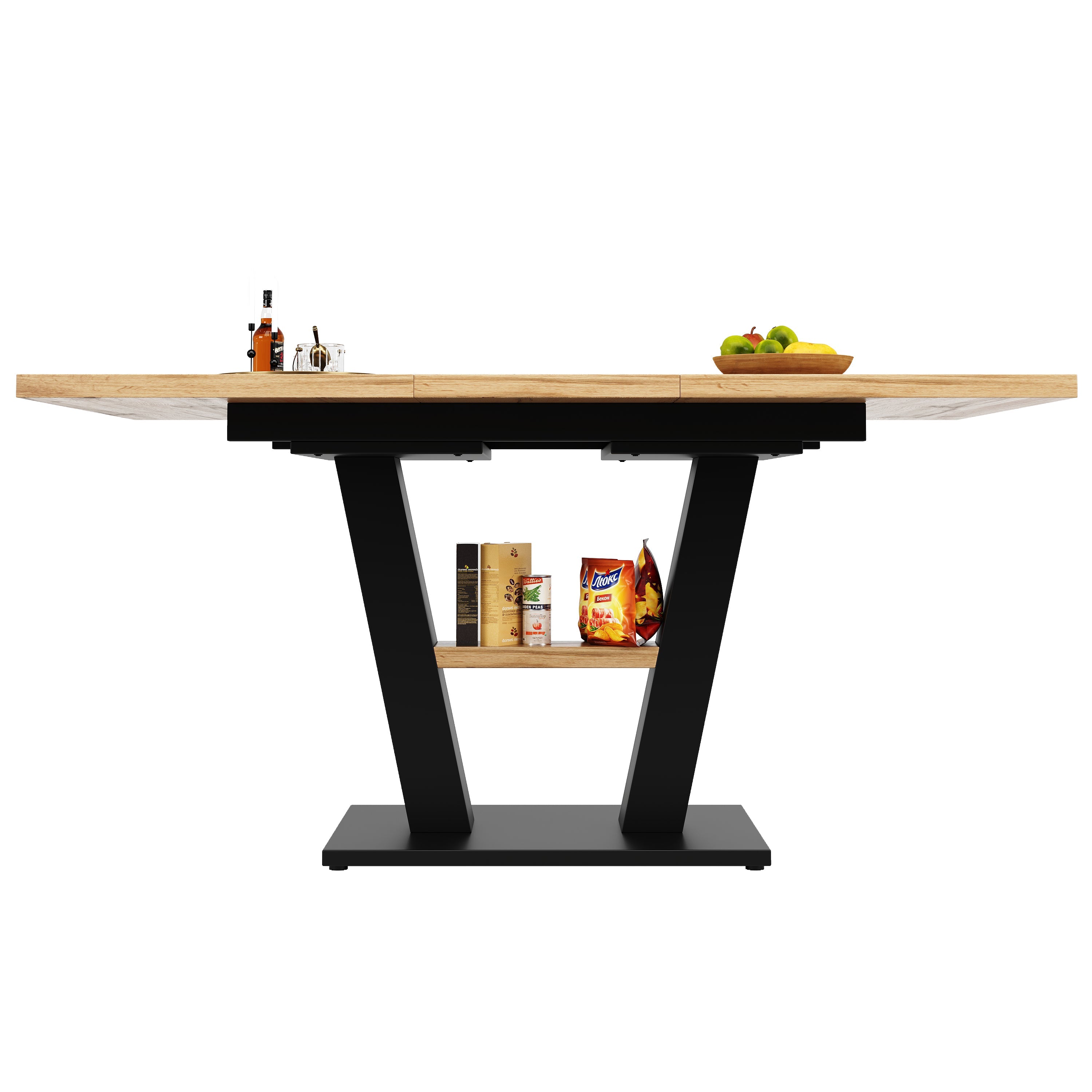 Telescopic Dining Table Extendable 118-157cm - Wood Color