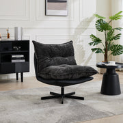 Swivel Recliner with 3-Position Adjustable Backrest and Memory Foam, Dark Grey Chenille and Faux Leather