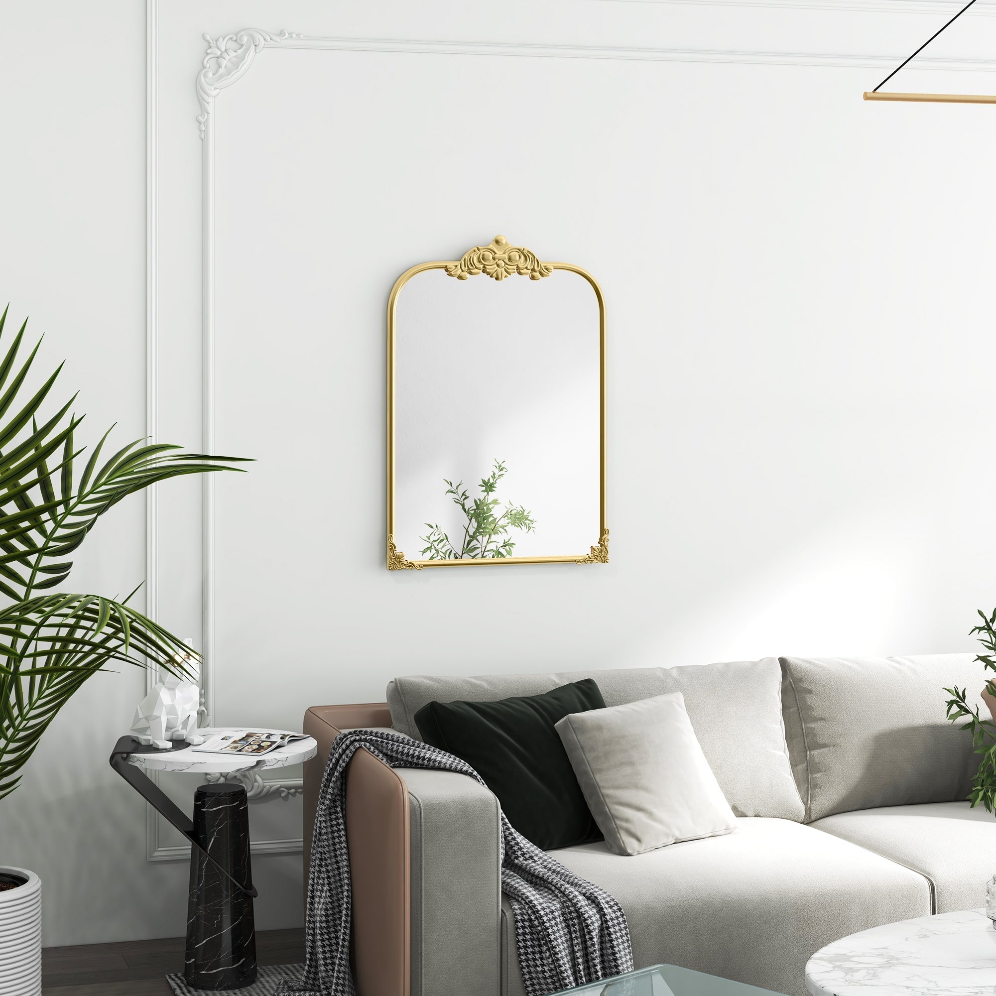 Wall Mirror Baroque Style Decorative Metal Frame 60x87cm, Gold