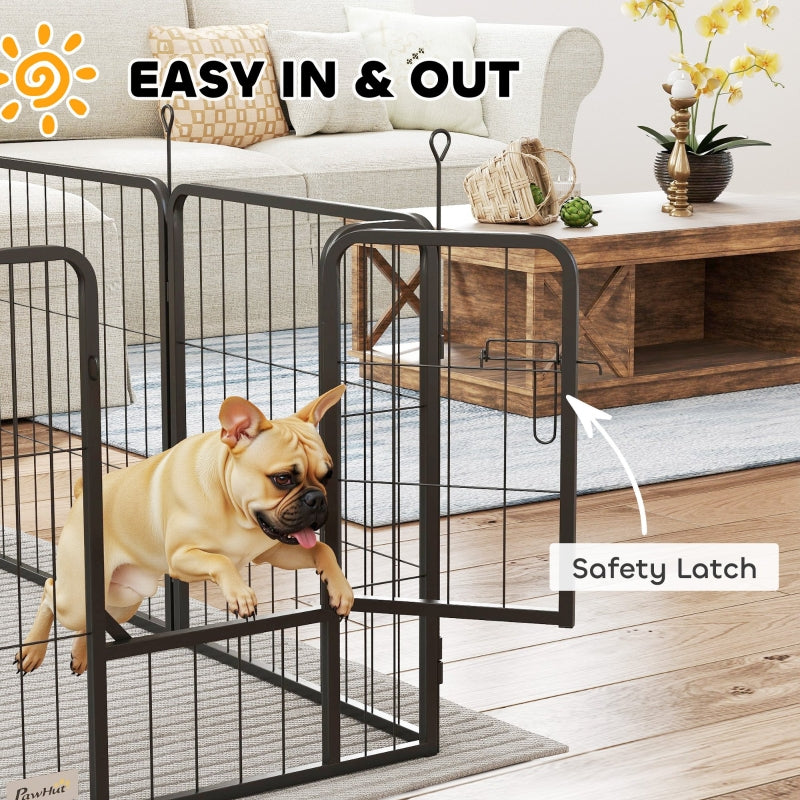 12-Panel Solid Dog Playpen with Doors, 60cm High, Black