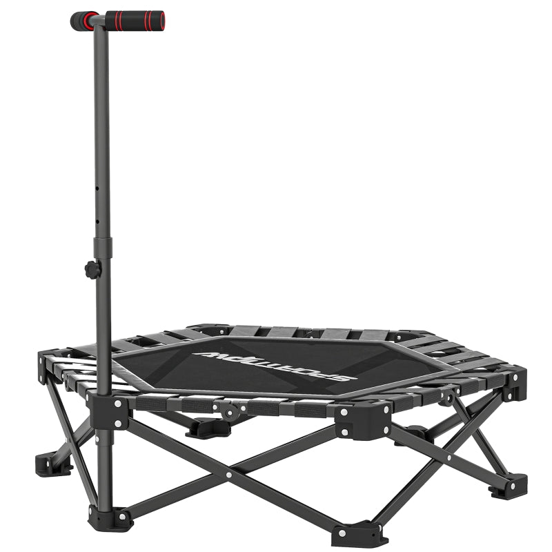 Fitness Trampoline with Adjustable T-Handle and 120 kg Load Capacity, Foldable Steel and Plastic, Black
