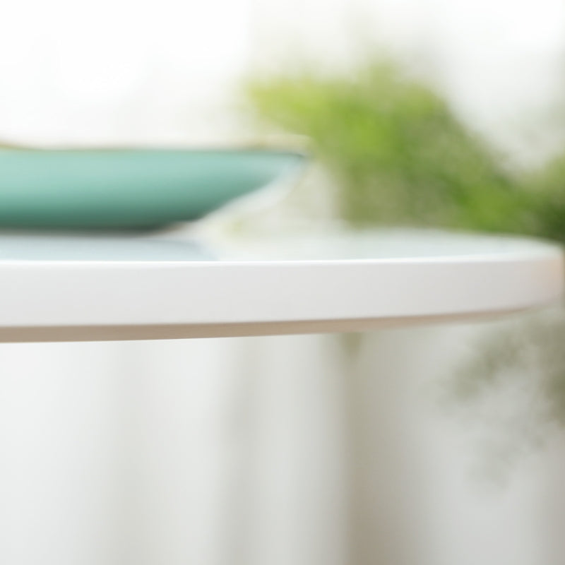 Dining Table Round Ø80cm for 2 People MDF and Steel White