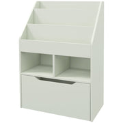 Children's Bookcase with Drawer, 3 Shelves, 2 Open Compartments, Light Green