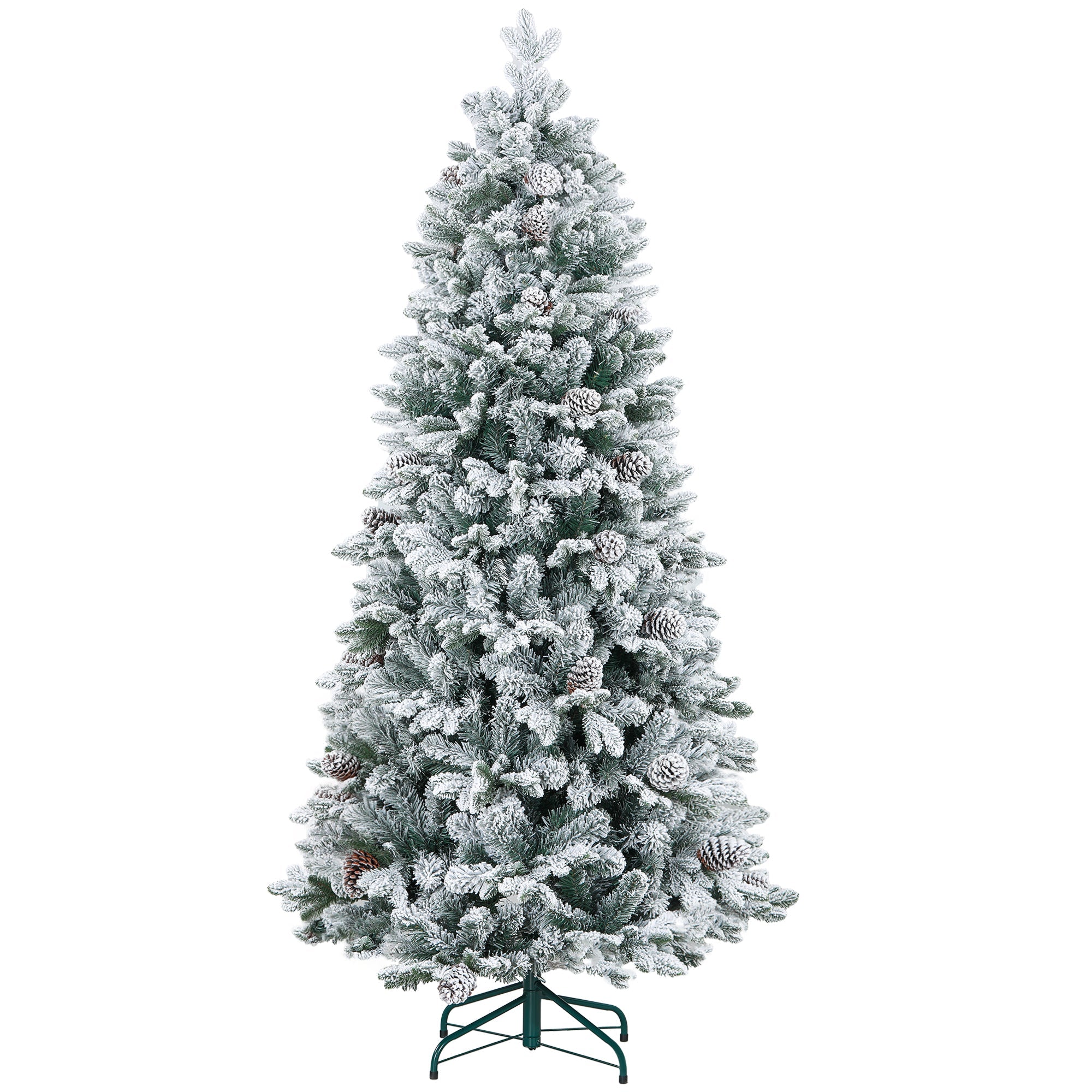 Artificial Christmas Tree, Snow & Pine Cones, Realistic, Flame-Retardant, 183 cm, Green