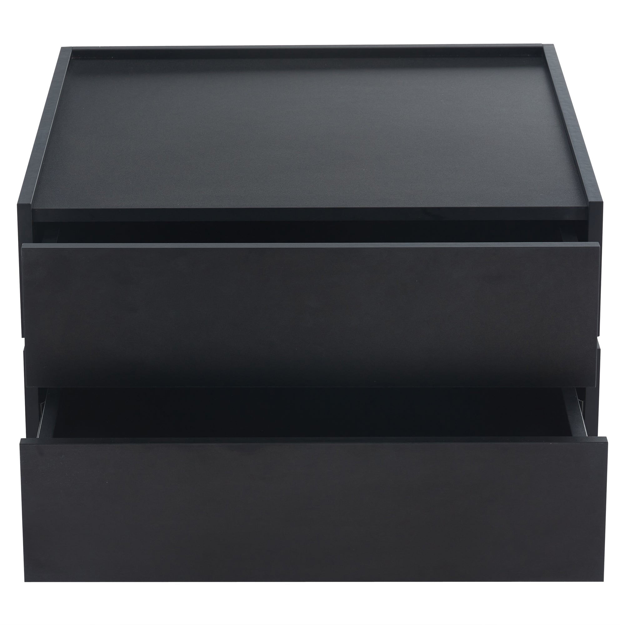 Coffee Table 360° Rotatable with 2 Shelves and Storage, Black