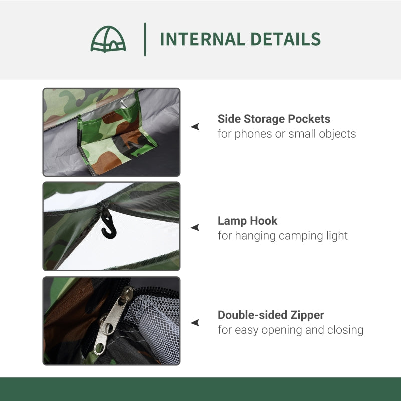 2 Person Dome Camping Tent with Zipped Doors and Storage Pocket, Multicolor Polyester