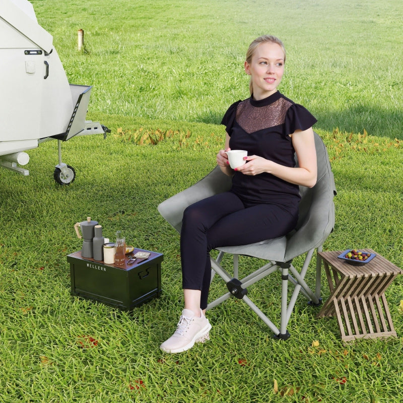 Folding Chair with Side Pocket and Carrying Bag, Padded, 120 kg Capacity, for Outdoor Camping Fishing Garden Beach