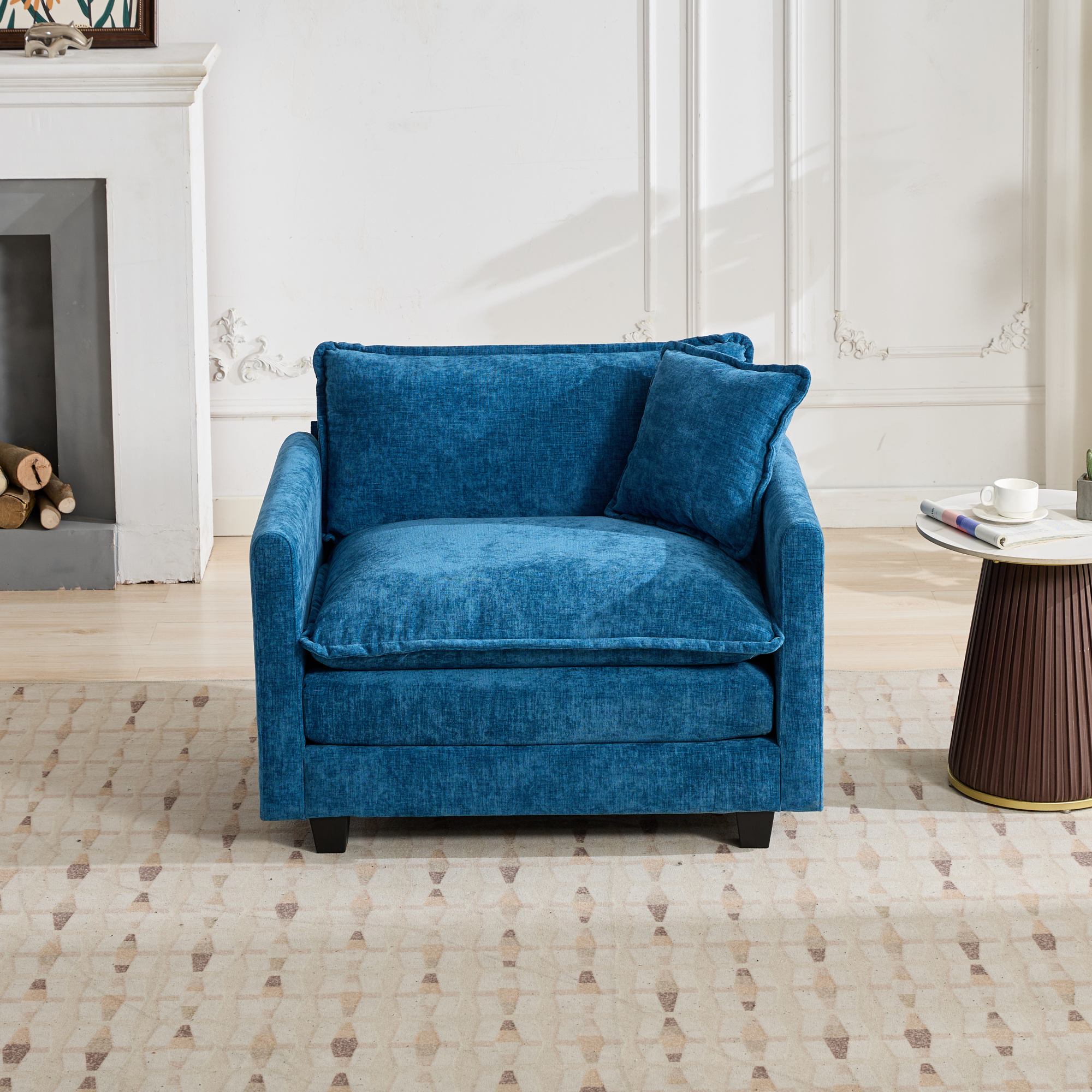 Cloud Sofa Single Seat Sectional Upholstered Chenille - Blue