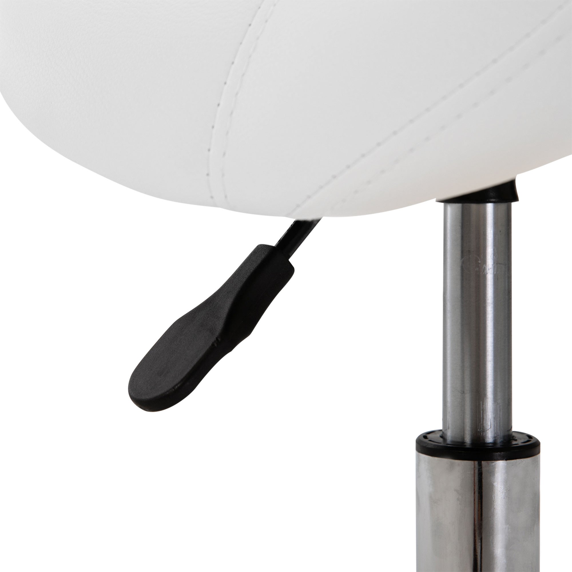 Rolling Stool Swivel Height-Adjustable Saddle, Padded White