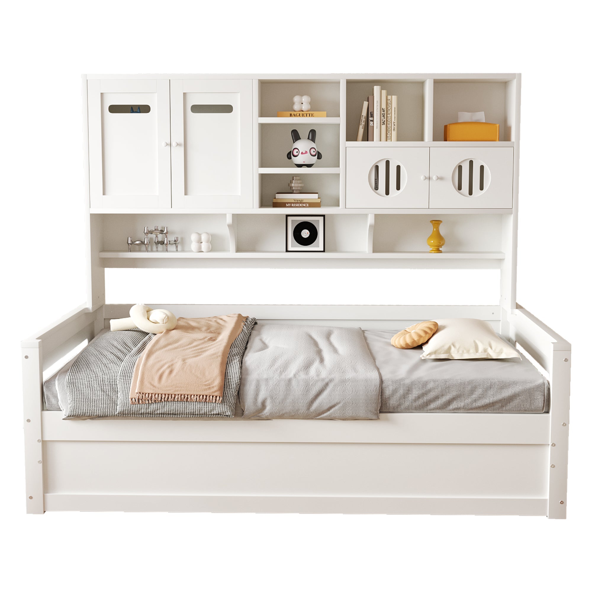 Wooden Sofa Bed, 90x200cm Multifunctional Storage Hydraulic, White