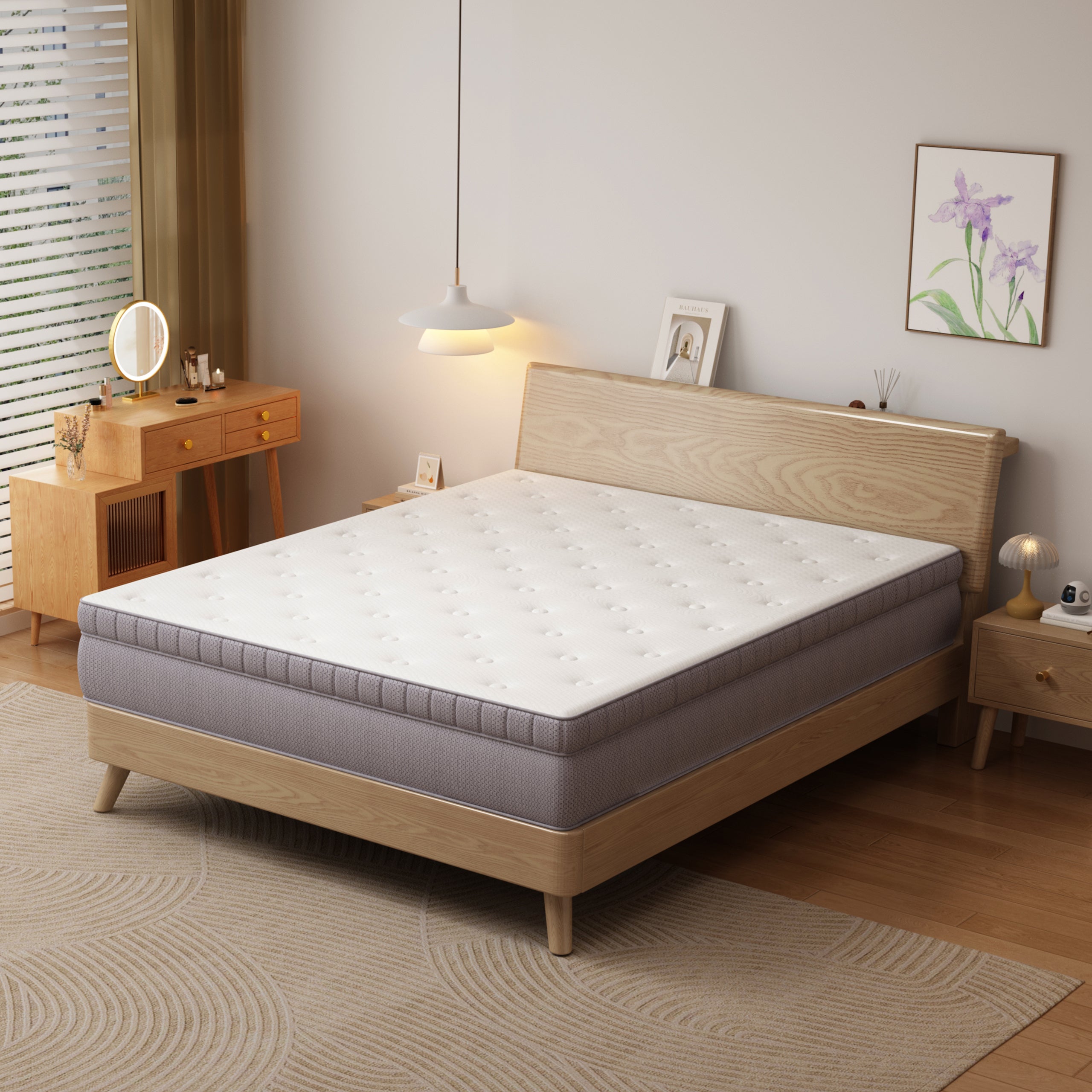 7-Zone Pocket Spring Mattress, 120x200 H3 Ergonomic with Comfort Foam, White