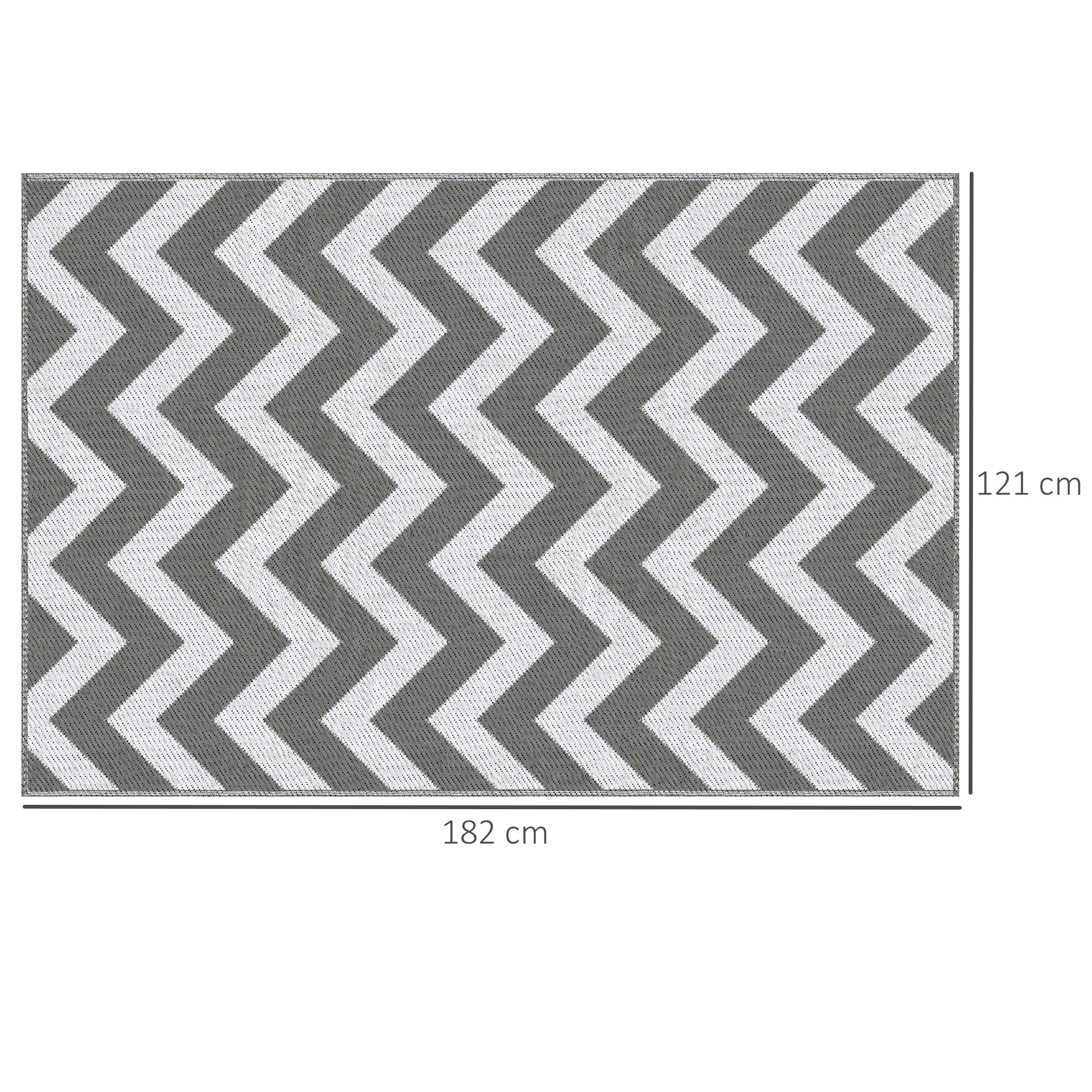 Outdoor Carpet Waterproof Plastic 121x182cm, Light Grey/White