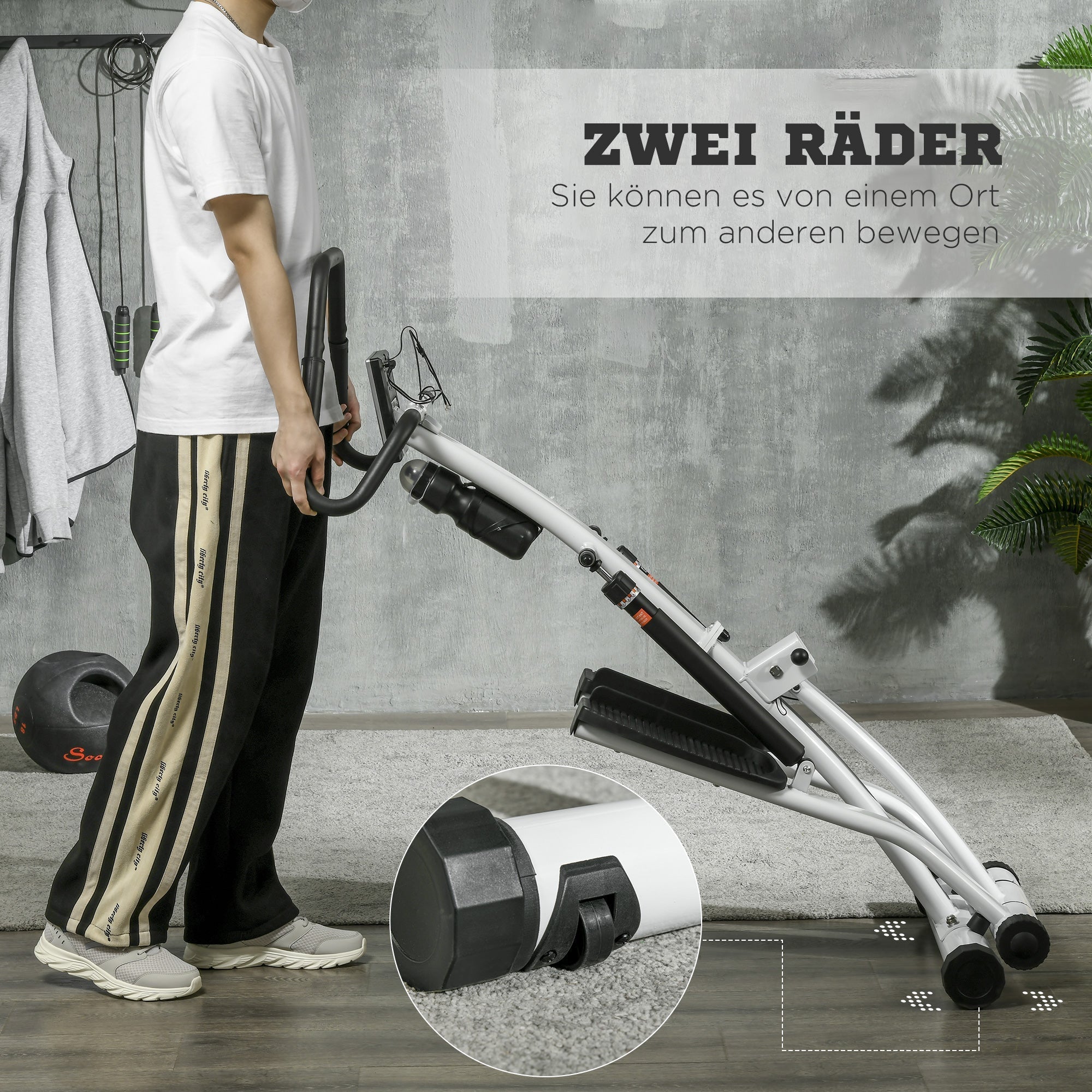 Stepper Home Trainer with Handle and 12 Resistance Levels, Black/Silver