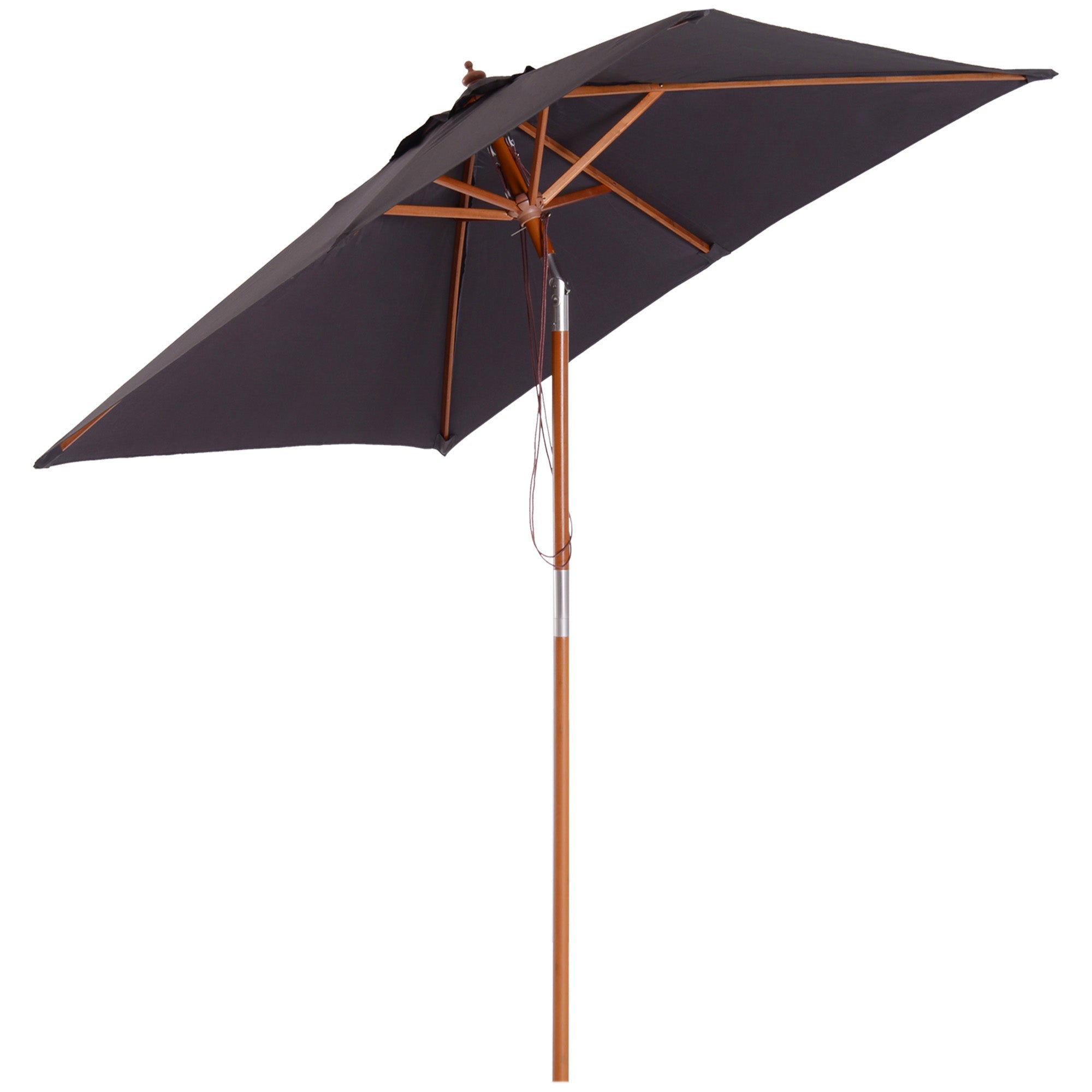 Folding Garden Parasol 3-Stage Adjustable Fir Wood Dark Grey