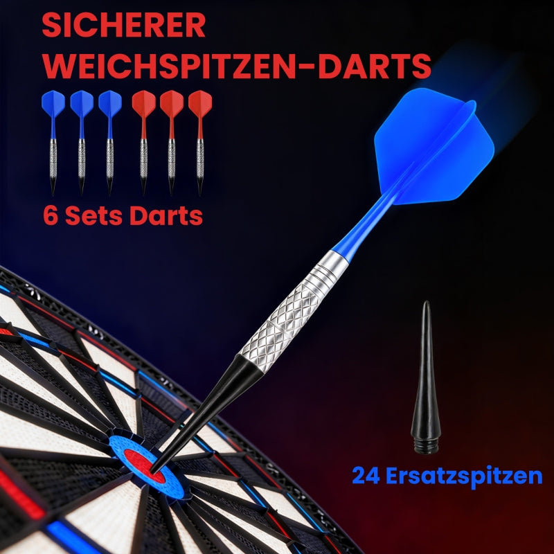 Electronic Dartboard with LCD Display and 6 Dart Sets for 1-8 Players, Multicolored