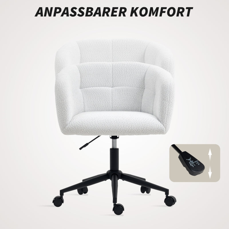 Office Chair Upholstered Tub Design Rolling Plush - Cream/Black