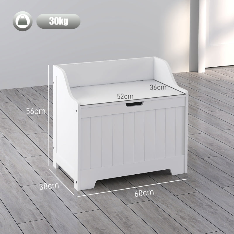Storage Chest/Box with Lid, Safety Hinge U-Cutout, 60x38x56cm, White