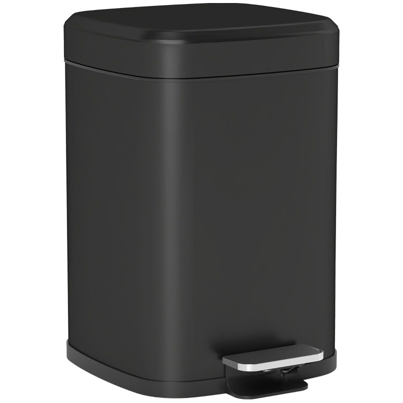 12L Modern Boxy Kitchen Bin Metal Black
