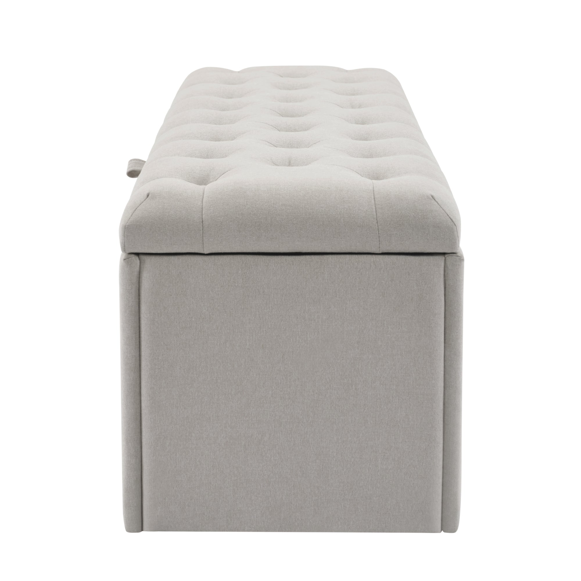 Upholstered Bench with Storage Space and Bed Stool, Light Grey Linen