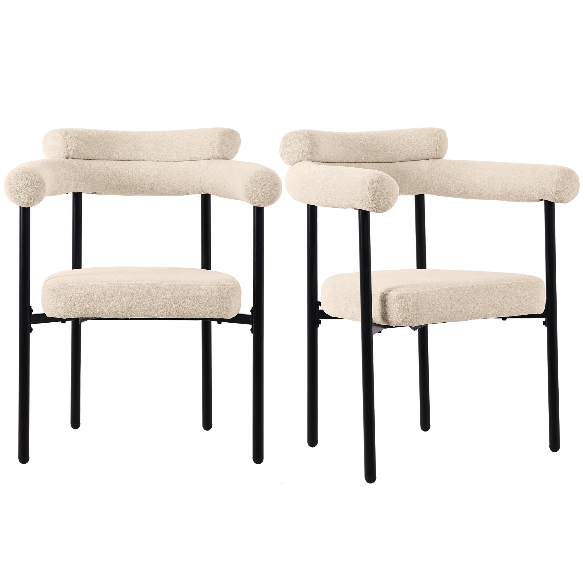 2 Dining Chairs Modern Simple Comfortable Ring Seats Cream Suede
