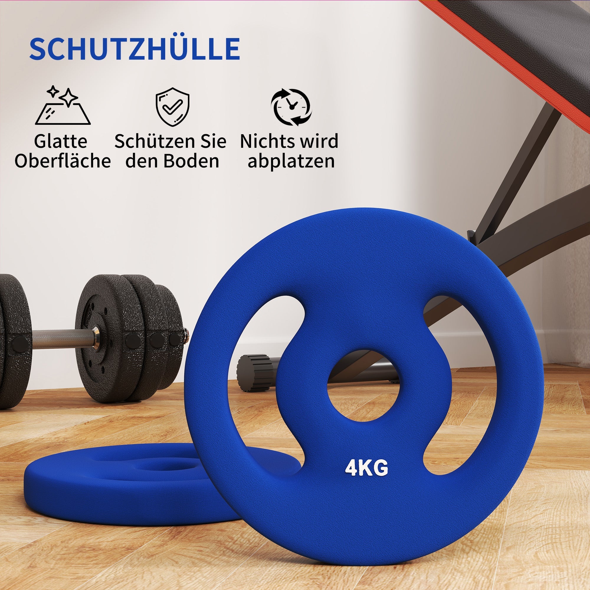 Dumbbell Weights, 2 x 4 kg, 2.5 cm Barbell, Blue