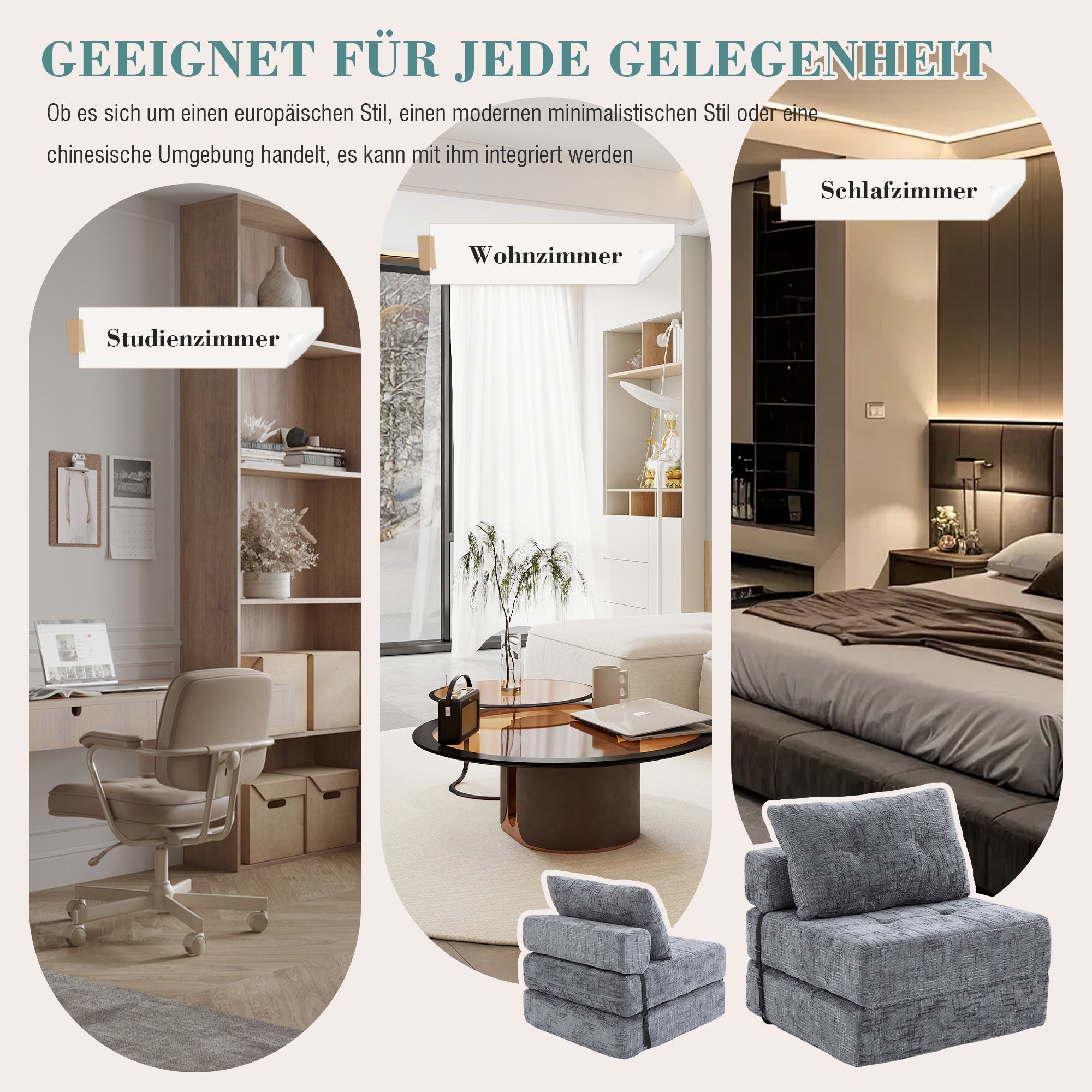Folding Sofa Bed with Pillows & Backrest, Comfortable Floor Mattress