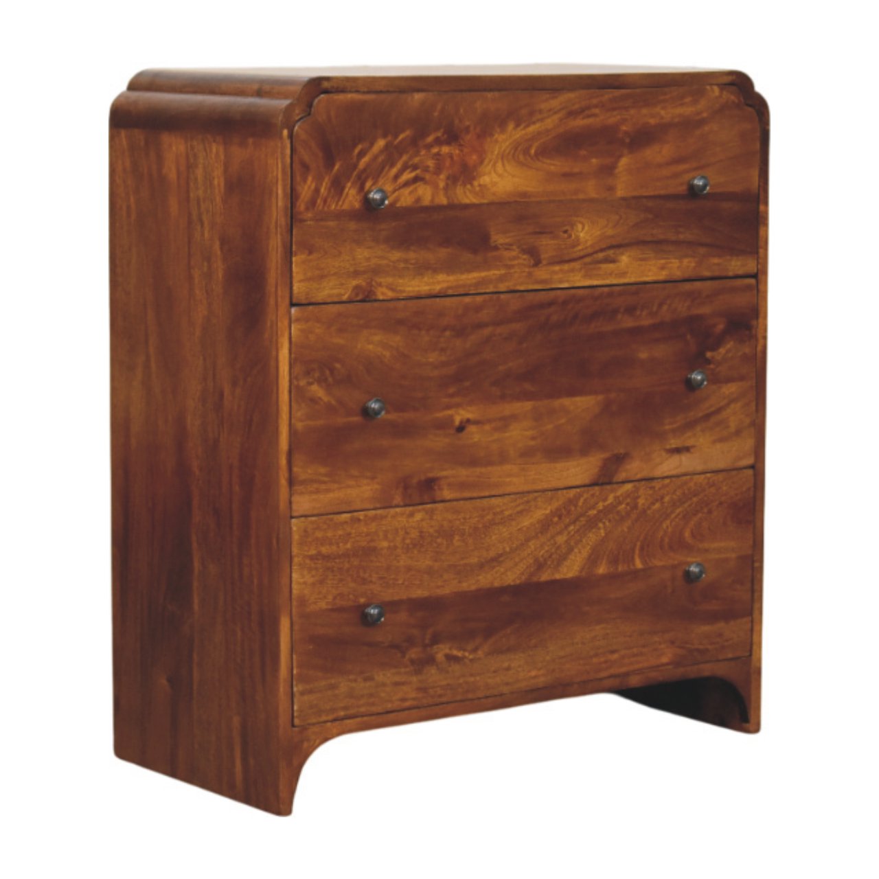 Newton Chestnut 3 Drawer Chest, Solid Wood Dark Brown