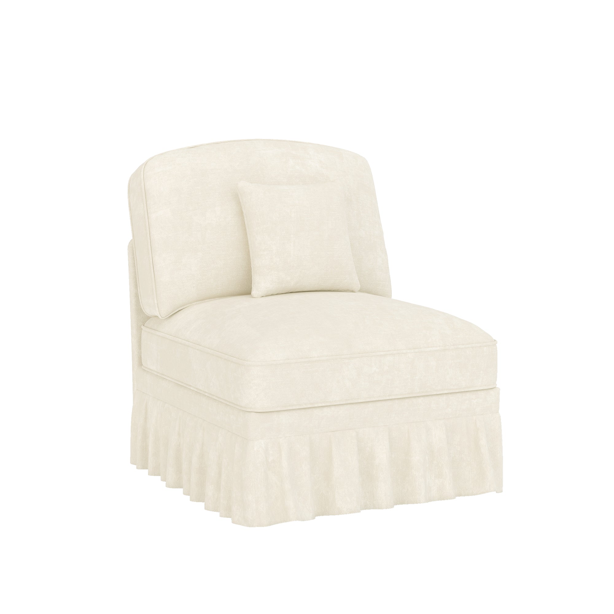 Windsor Sofa without Armrests with 1 Cushion, Chenille, White