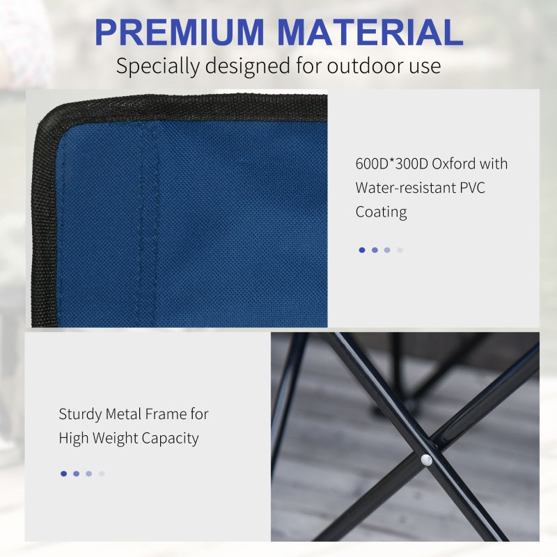 6 Seater Camping Chair, Folding with Cup Holders and Carry Bag, Blue