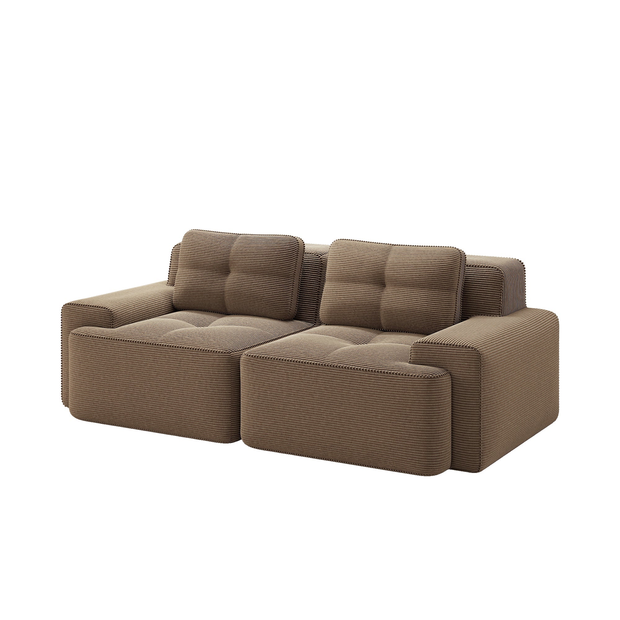 Boneless Modular Sofa Deep Seat Sleeper Loveseat - Brown Corduroy