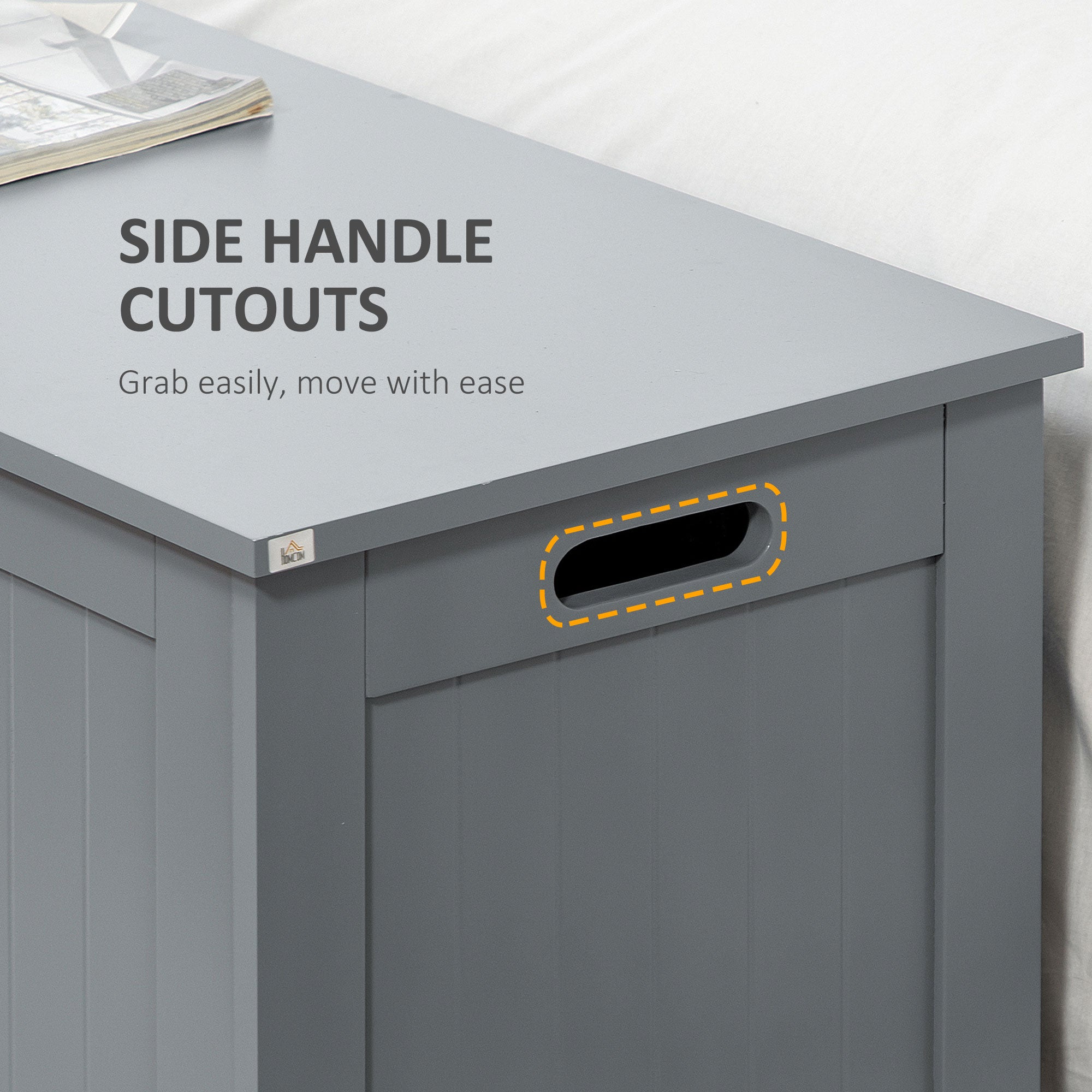 Storage Box Toy Chest Cabinet Organizer with Lid Safety Hinges, Grey