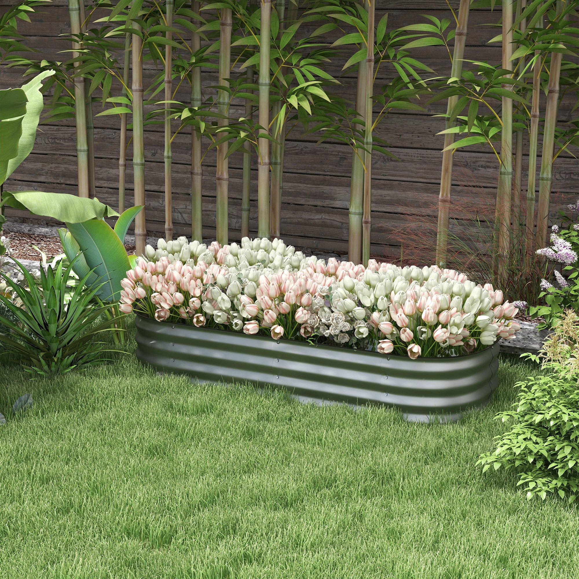 Raised Bed Metal Planter 150 x 62 x 30 cm Vegetable Flower Box Silver