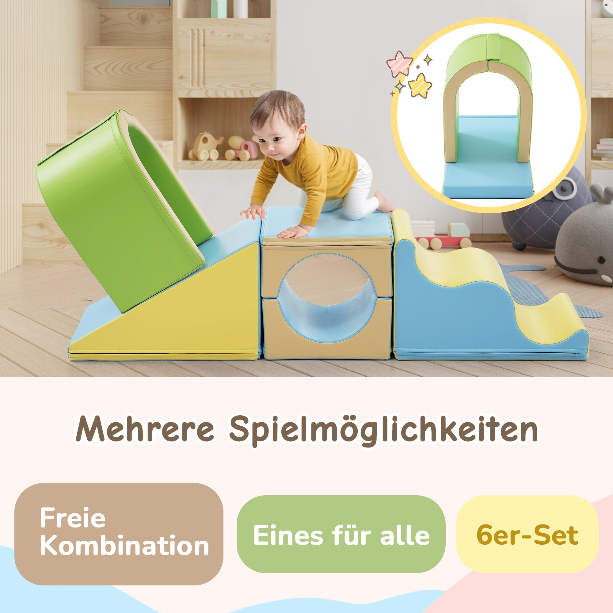 6-in-1 foam building blocks: creative play, crawling, sliding, colorful