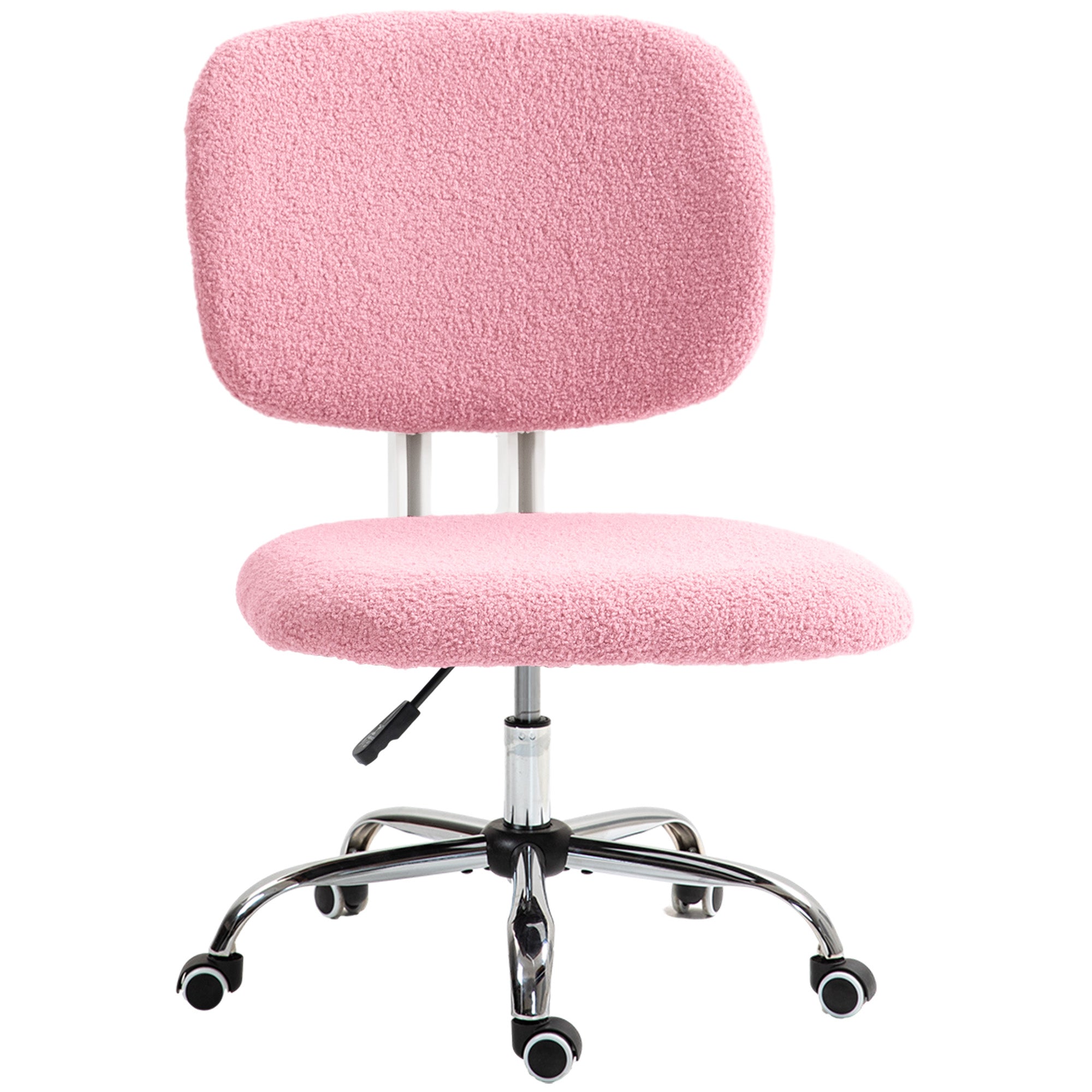 Ergonomic Office Chair, Height Adjustable Armless Swivel, Velvet Pink
