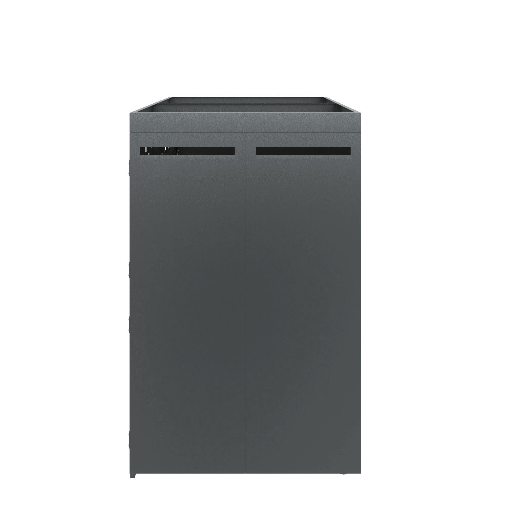 Garbage Can Storage Box for 2, with Planting Roof, 120-240 Liters, Anthracite Wood-Look