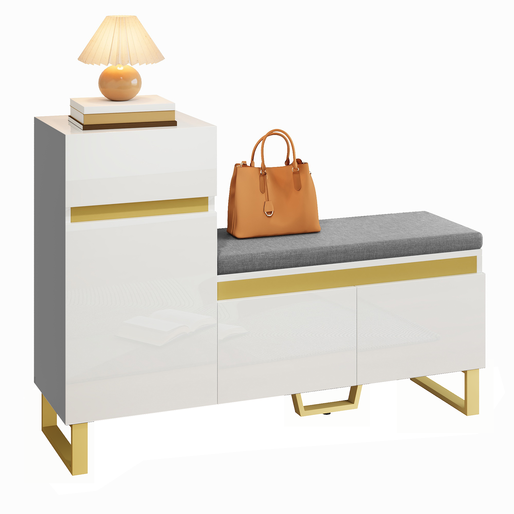 Shoe Cabinet Large Capacity Multi-Tier Entryway Storage Drawers and Doors - White