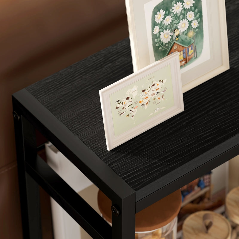 Side table with 2 shelves, coffee and bedside table, steel frame, black