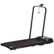 Foldable Walking Treadmill with LED Display and Wheels, Red