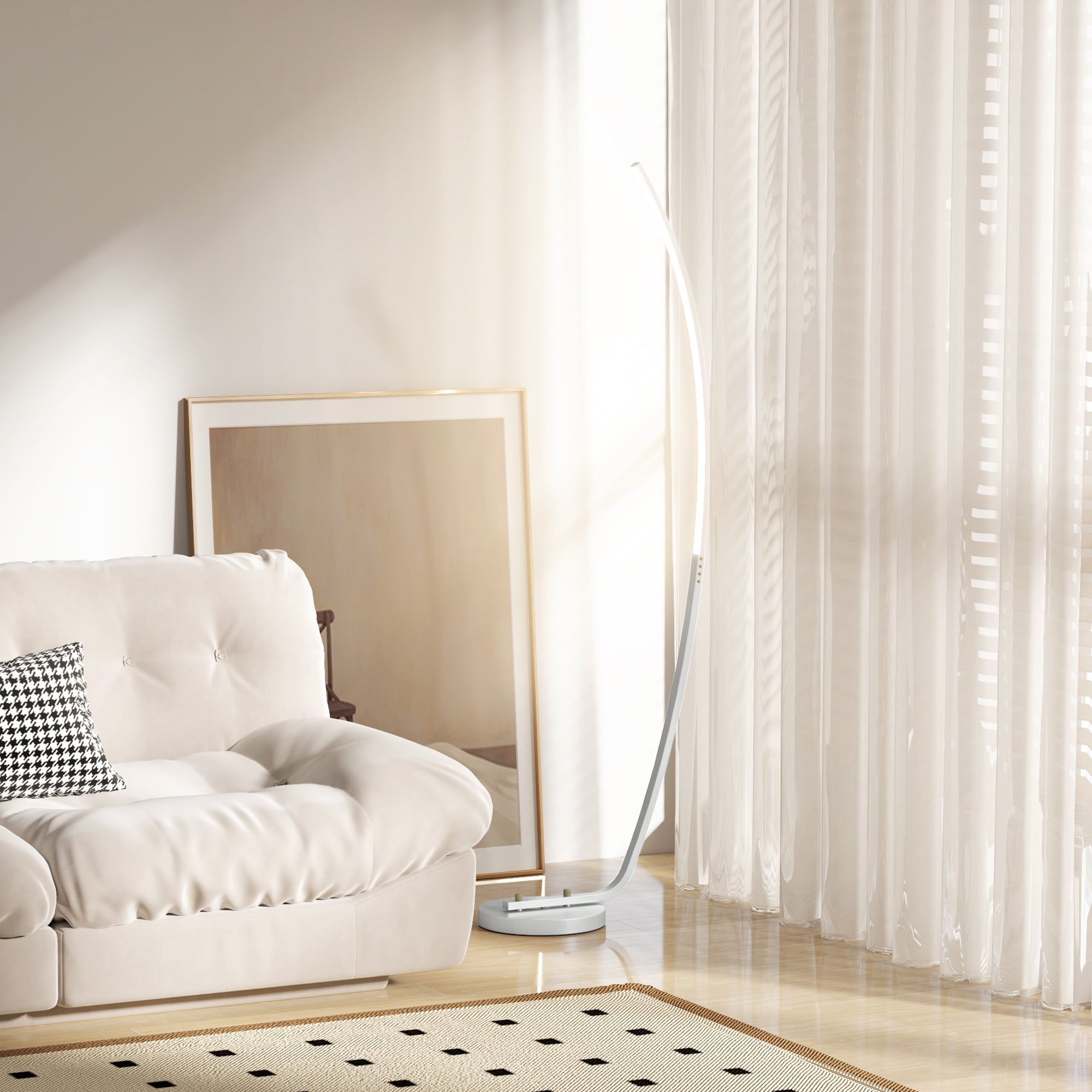 LED Floor Lamp Dimmable with Foot Switch for Living Room Bedroom, Silver