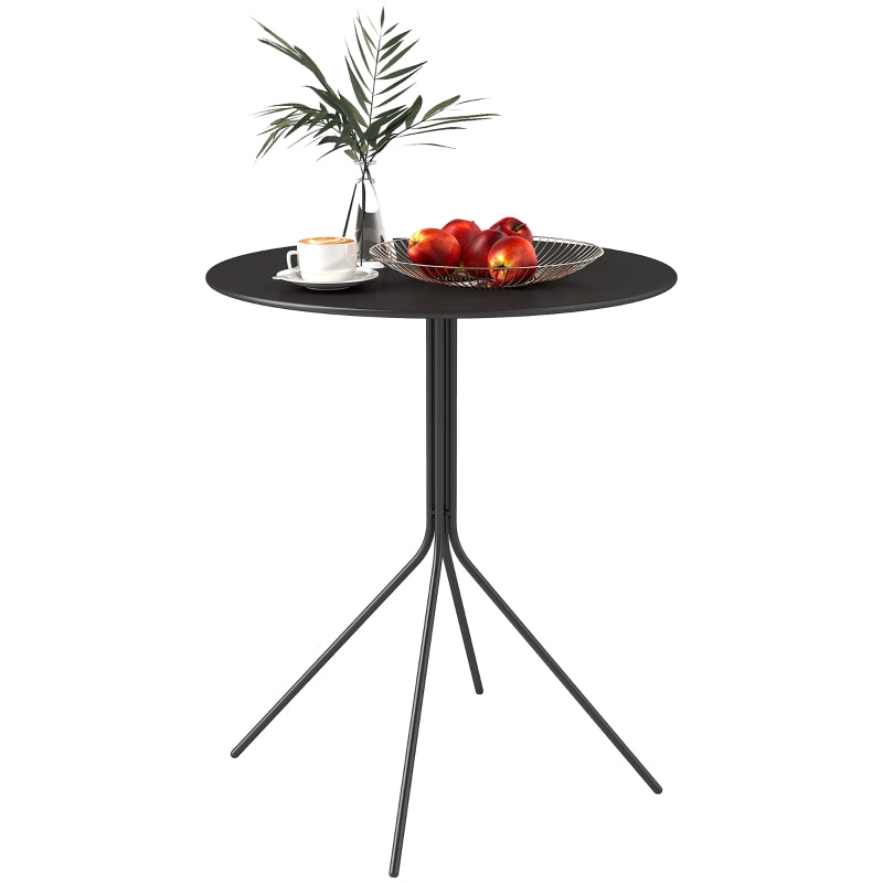Klappbarer Gartentisch, rund Ø60 x 71 cm, wetterfester Stahl, Schwarz