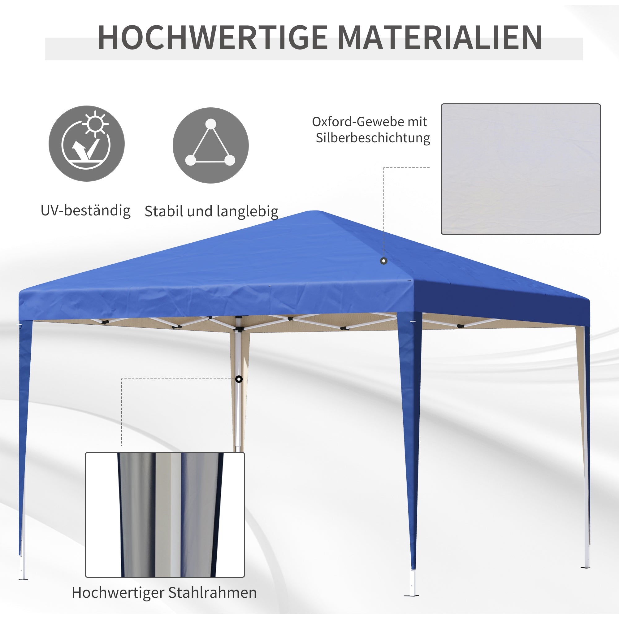 Pavilion Pop-Up Folding 3x3m Water-Repellent UV Protection, Blue