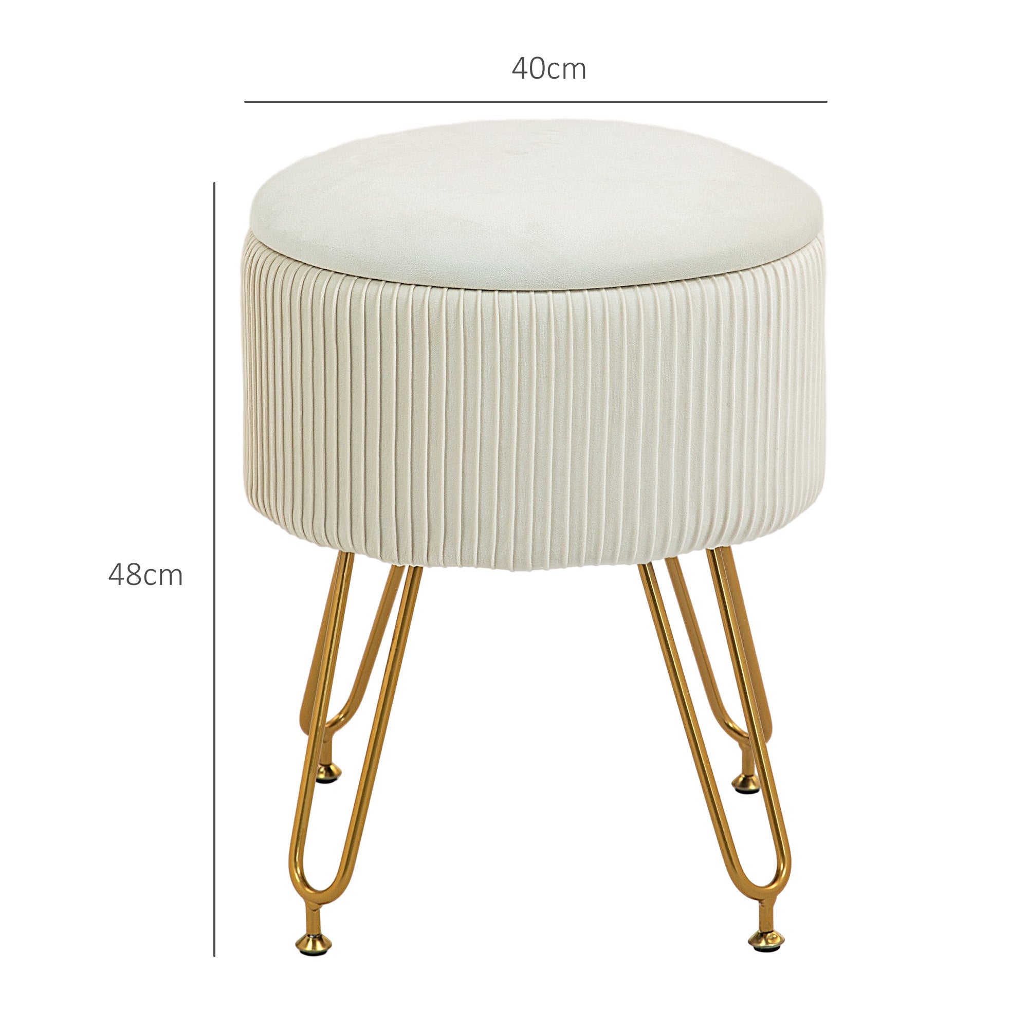 Storage Bench 2-in-1 Upholstered Lid Velvet Look Cream White