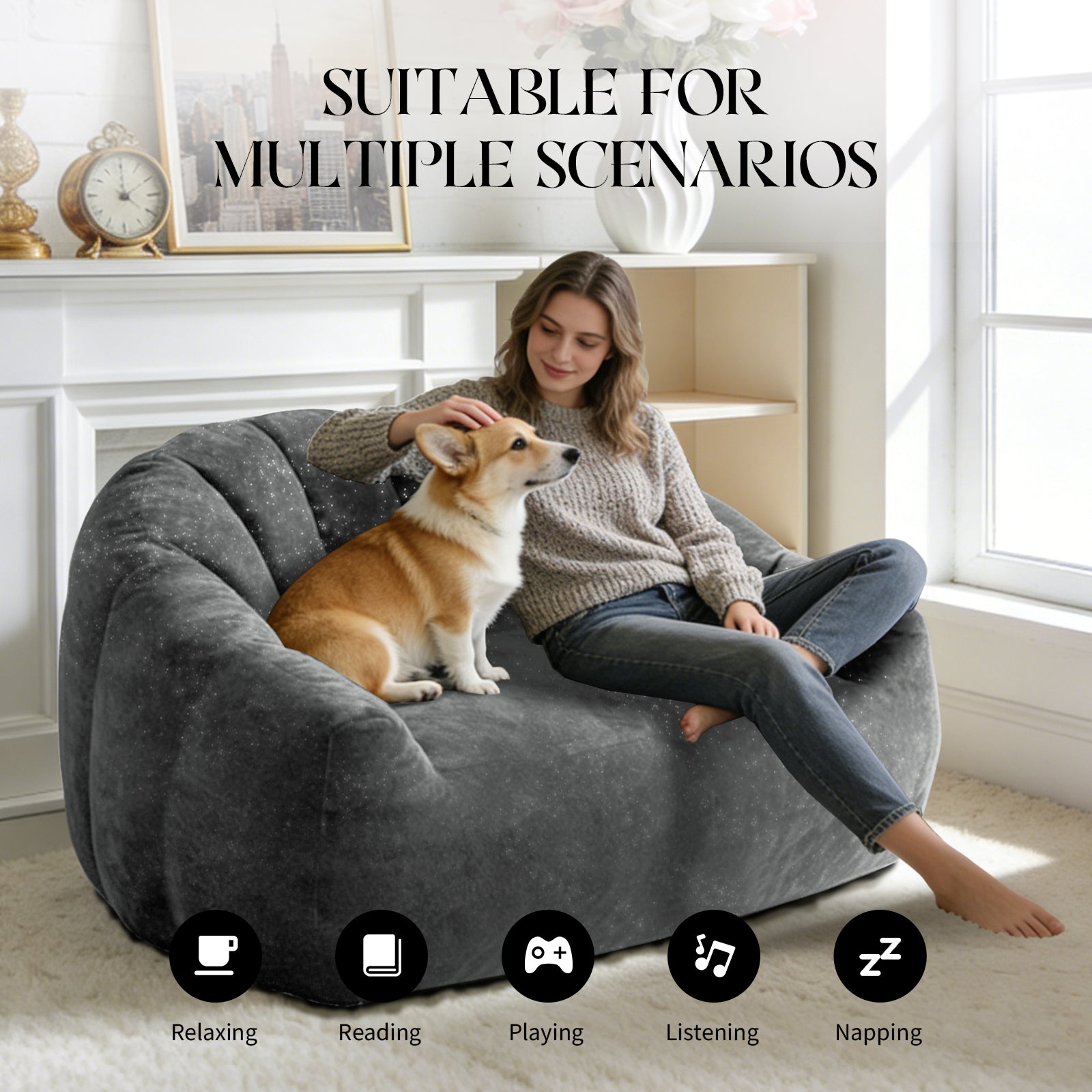Artfully Curved Sculptural Sofa with Wave-Form Backrest, Contemporary Living Space Style