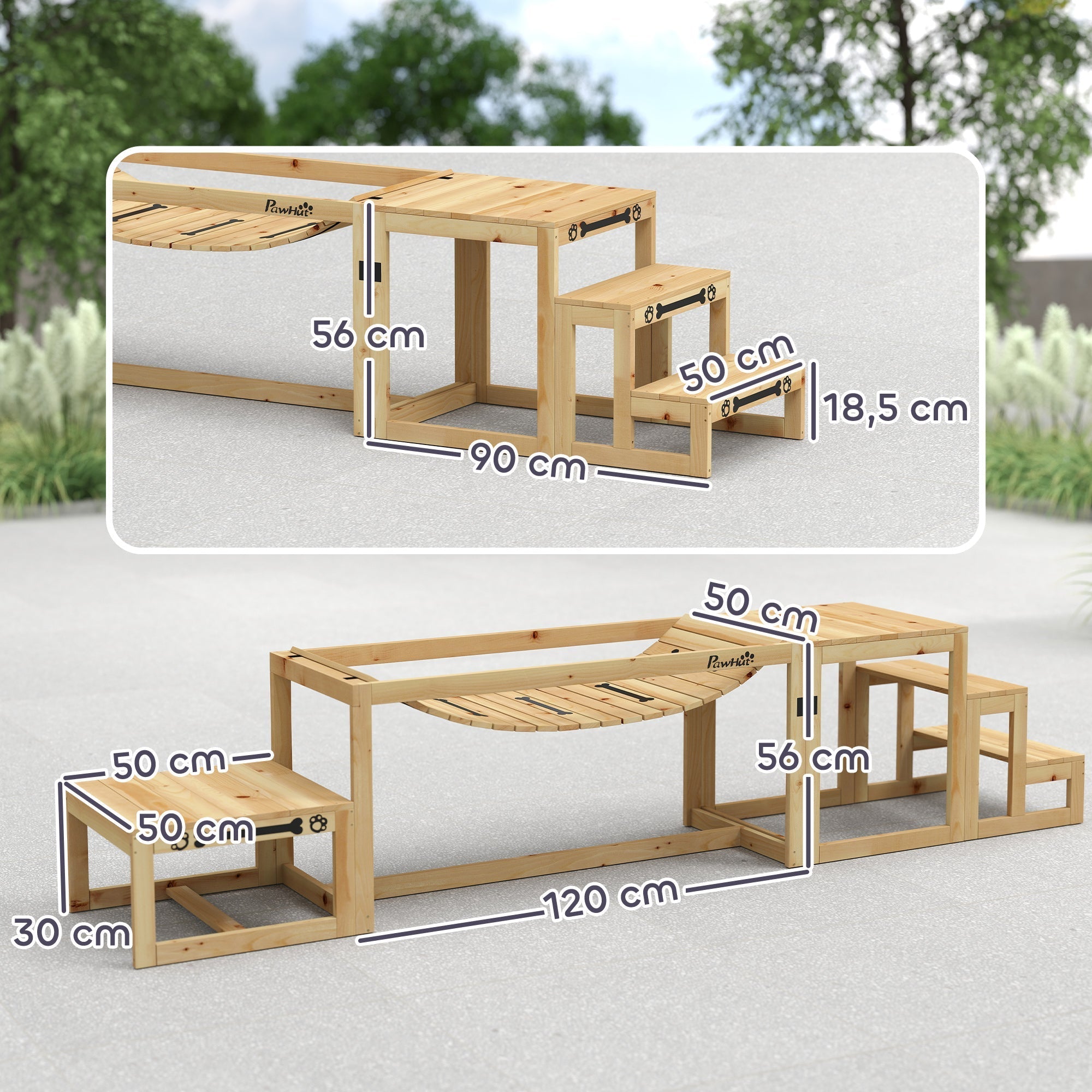 Hunde-Agility-Set, 4-teiliges Training, Tannenholz