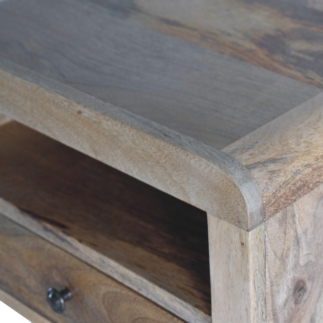 Solid Wood Chunky Floating Bedside, 1 Drawer & Open-Shelf, Oak-ish Brown