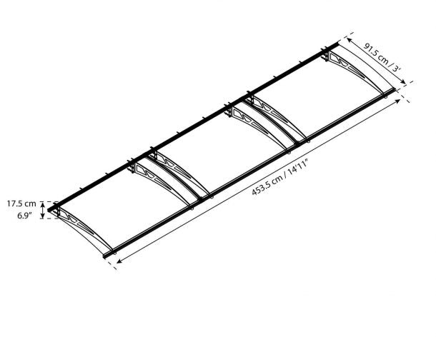 Altair 3 ft. x 14 ft. Door Awning Kit - Grey Structure & clear Panels - Rathwood Store