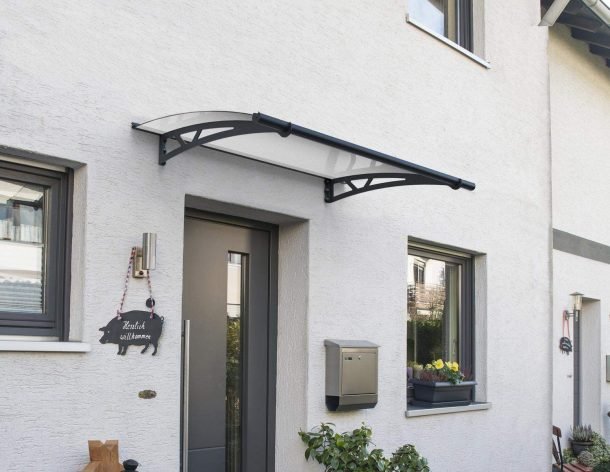 Altair 3 ft. x 4 ft. Door Awning Kit - Grey Structure & clear Panels - Rathwood Store