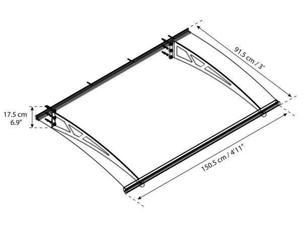 Altair 3 ft. x 4 ft. Door Awning Kit - Grey Structure & clear Panels - Rathwood Store