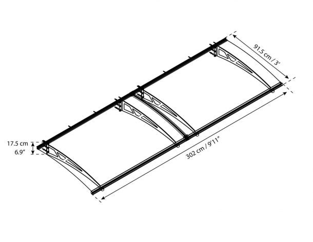 Altair 3 ft. x 9 ft. Door Awning Kit - Grey Structure & Clear Panels - Rathwood Store