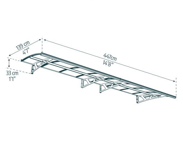 Amsterdam 5 ft. x 15 ft. Door Awning Kit - Grey Structure & clear Panels - Rathwood Store